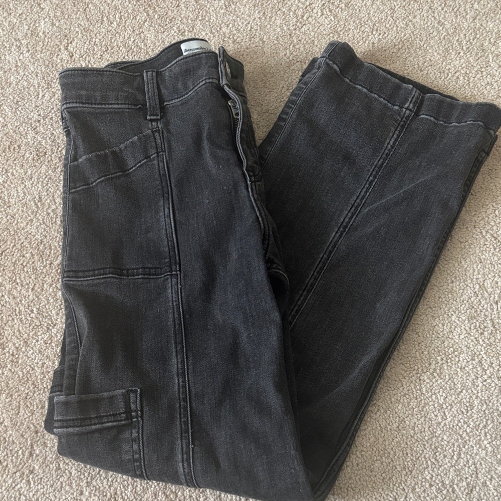 Abercrombie & Fitch Kid’s Dark Gray High Rise Wide Leg Jeans